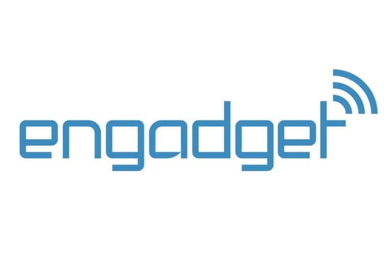 Engadget logo with wireless signal icon for tech reviews.