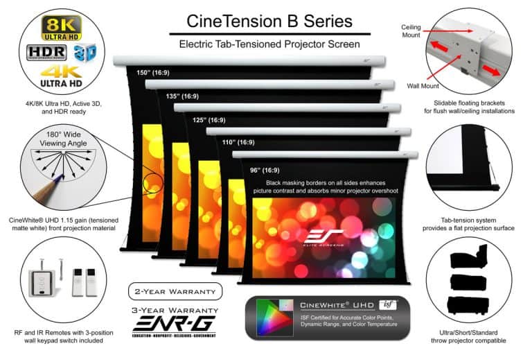 Elite's CineTension B Tab-Tensioned Electric Projector Screen