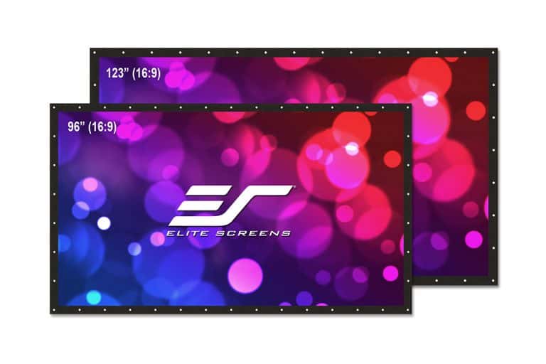 Projection screen 123-inch 16:9 for home theater and presentations.