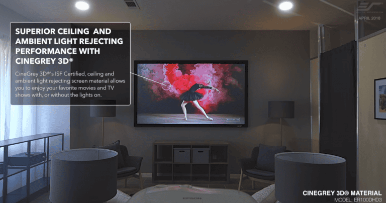 Cinegrey3D® screen enhances image quality with superior light rejection.