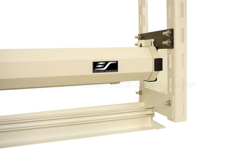 Wall mount bracket for projector screens, sturdy and adjustable for secure installation.