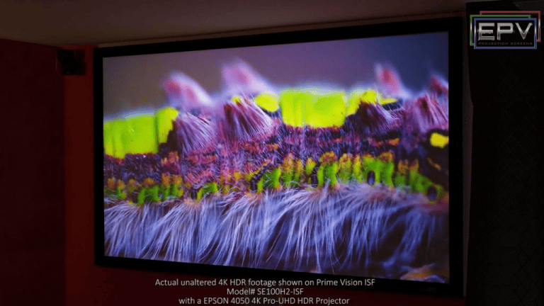 Quality white projection screen for clear, vibrant images. Ideal for home theaters and professional.