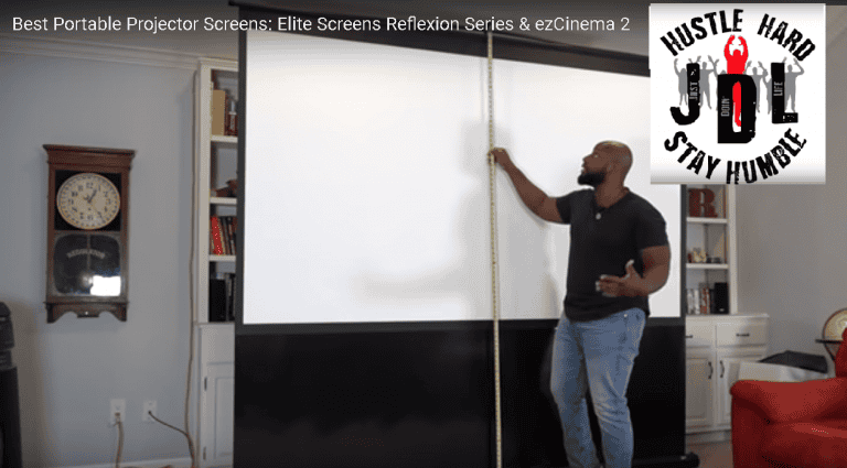 Quality portable projection screen from Elite Screens Reflexion Series and ezCinema 2 for home theat.