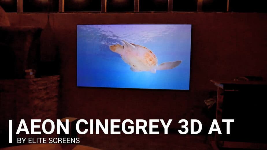 Projection screen with AEON Cinegrey 3D for high-quality home theater viewing.