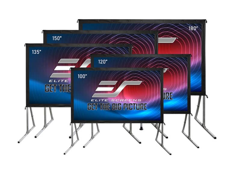 Quality projection screens in multiple sizes including 100", 120", 135", 150", and 180" for home, of.