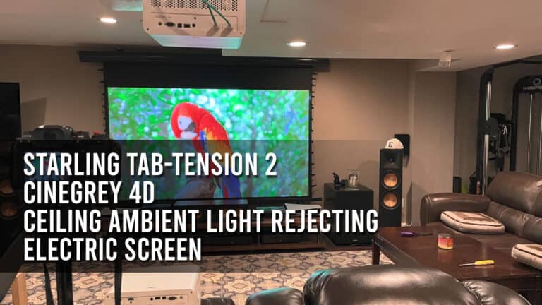 Elite Screens Starling Tab Tension 2 CineGrey 4D Ceiling Ambient Light Rejecting Electric Screen