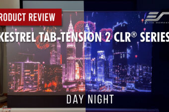 EBPMan reviews the Kestrel Tab Tension 2 CLR® Ceiling Light Rejecting Floor Rising UST Screen