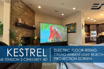 Kestrel Tab-Tension 3 CineGrey 4D Floor-Rising Ceiling Ambient Light Rejecting Electric Screen