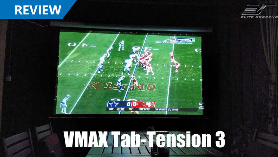 Quality projection screen displaying football game for home theater setup.