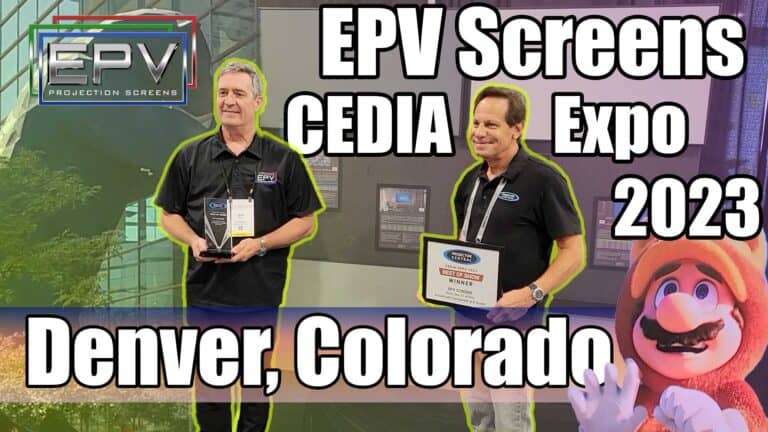 EPV projection screens showcased at CEDIA Expo 2023 in Denver, Colorado.