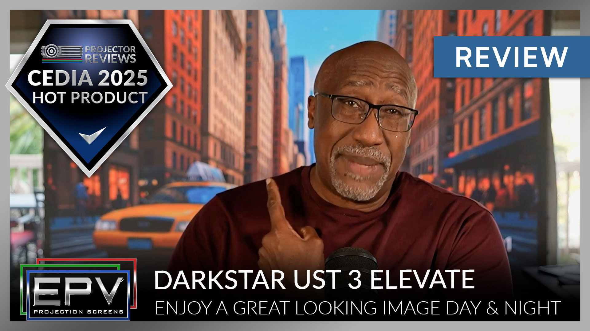 Projector Reviews Evaluates The EPV Screens DarkStar® UST 3 Elevate
