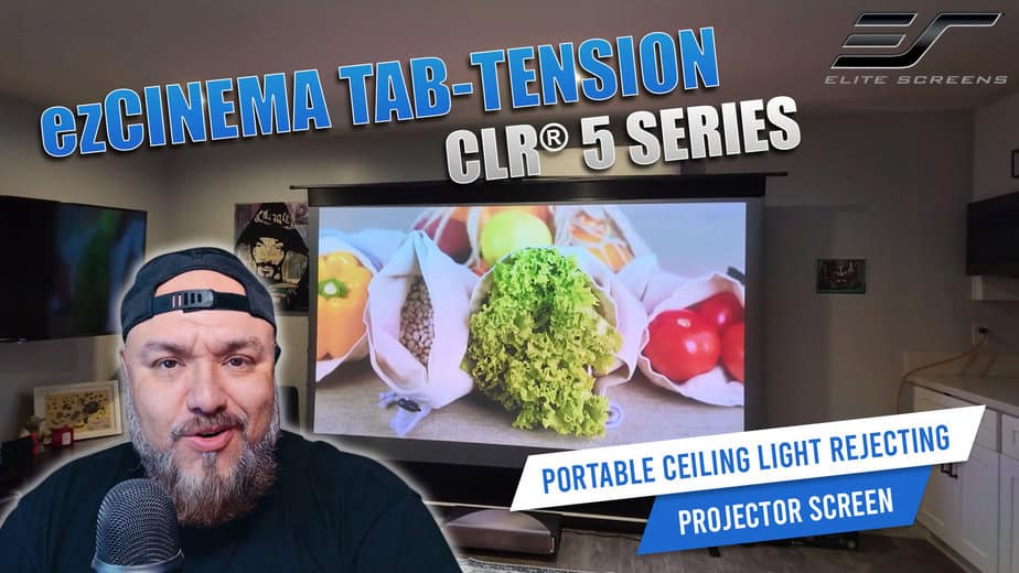 EzCINEMA Tab-Tension projection screen for high-quality home theater viewing.